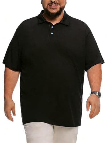 uideazone Men's Big and Tall Performance Polo Shirt - Moisture Wicking Dry Fit Golf Shirts, Wrinkle-Free Business Casual Short Sleeve Top for Men,Black, XL - Image 1