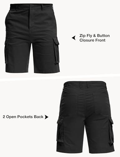 AOHIKE Mens Cargo Shorts for Casual - Lightweight Hiking Shorts with Pockets for Summer Outdoor Camping Travel, Black S - Thumbnail 4