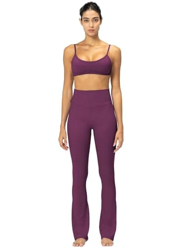 Sunzel No Front Seam Mini Flare Leggings for Women, Invisible Butt Scrunch Flared Yoga Pants with Tummy Control 28" Cherry Red X-Small - Thumbnail 2