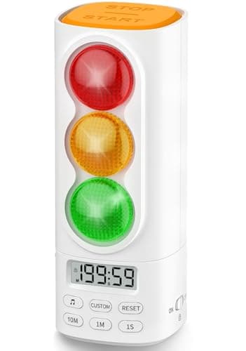 MeesMeek Traffic Light Visual Timer&ADHD Tool for Kids Adults Display Volume Adjustment, with 4 Ringtones for Classroom Desk Home Kitchen Game Countdown Pause Memory Function Charger Type C Included - Image 1