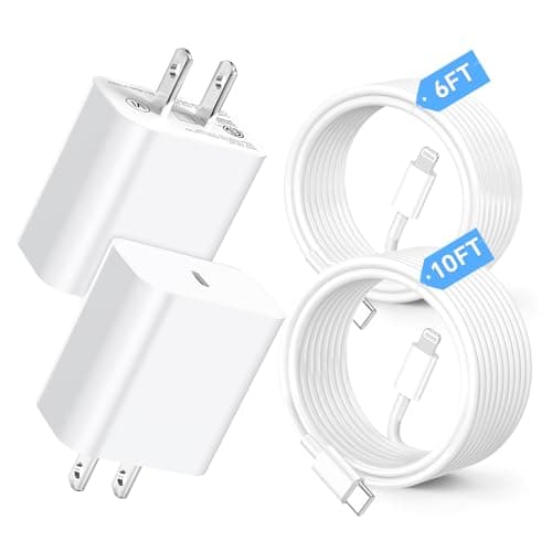Compatible with Phone Charger 6/10Ft Fast Charging 2Pack 20W PD Fast Charger Type C Fast Charging Block & Fast Charger Cord Compatible with Phone 14/13/12/11 Pro/iPad/Pro Max/Plus/XS/XR/SE Charger - Image 1