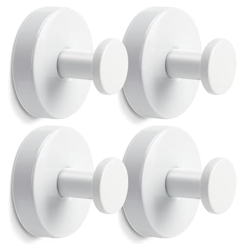 Supopular Reusable Heavy Duty Suction Cup Hooks for Kitchen/Bathroom/Shower - Wet-Proof Hooks for Towels, Robes, Loofah&Wreaths/No Drill Mounting on Glass, Tile, Metal (4, White)
