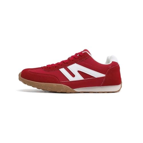 Foiola Womens Sneakers Comfortable Lace up Tennis Shoes Casual Business Walking Shoes Slip on Women's Fashion Sneakers Red - Thumbnail 3