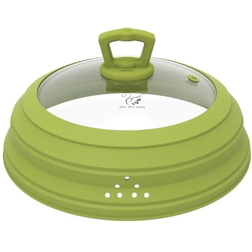Microwave Splatter Cover Vented Glass Splatter Guard Lid with Collapsible Silicone for Food as Pot Covers Plate 10.8 inch for 6 7 8 9 10 inch Plate Bowl - Image 1