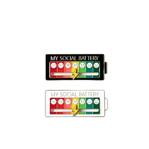 Slidable and Fixable Lightning Bolt - My Social Battery Slider Pin Funny Pins with 7 Mood Icons for Adults Cute Pins for Girls Boys Gift for Teens Students - Image 1