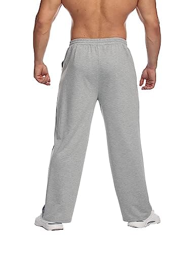Deyeek Men's Loose Fit Sweatpants Open Bottom Mens Baggy Sweat Pants Wide Leg Joggers Pants with Pockets Grey Sweatpants Men - Thumbnail 2