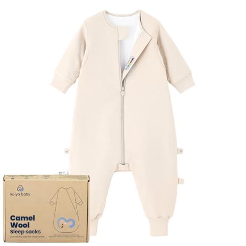 kaiya baby Unisex Toddler Sleep Sack with Feet 1.0 Tog Split Legs Sleep Sack 6-18 Months, Sleep Bag Walker, Gifts for Boys & Girls, Cream - Image 1
