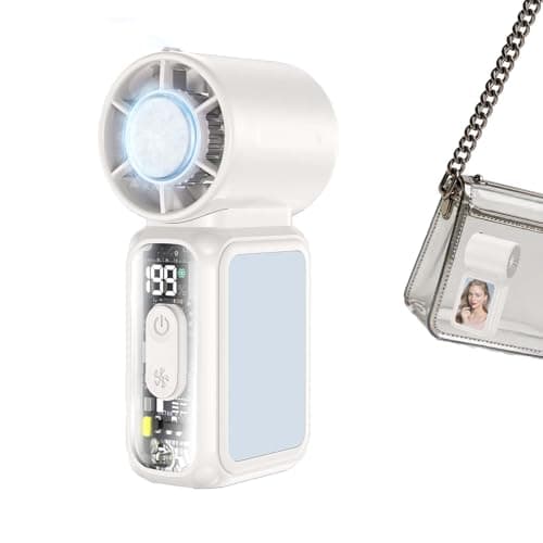 W & O Portable Handheld Fan with Semiconductor Cooling,Speed (1-199) Personal Turbo Mini Fan 4300mAh Rechargeable,Powerful 20000RPM Pocket Hand Fans for Travel/Makeup/Outdoor/Home(White ICE)