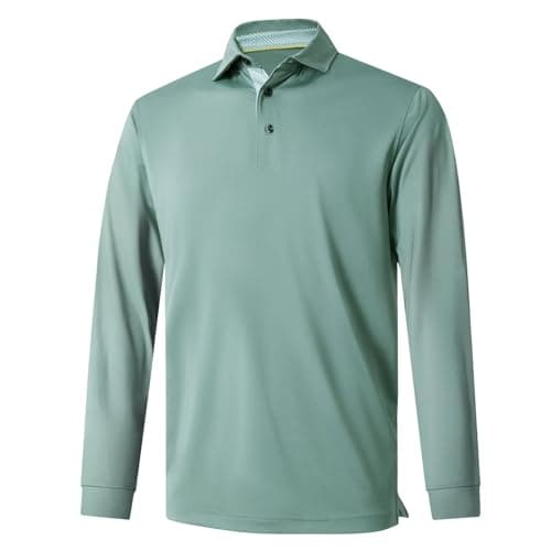 Polo Shirts for Mens Long Sleeve Moisture Wicking Outdoor Solid Golf Shirts with Collar Dry Fit - Image 1