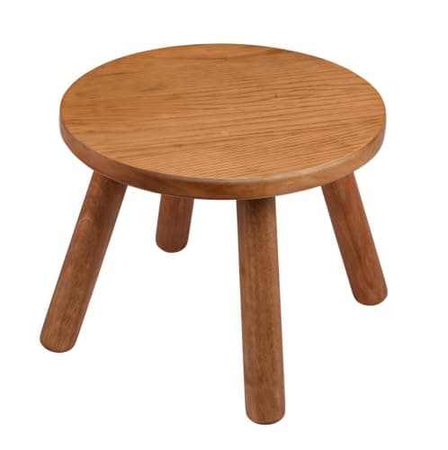 lhmooquan Round Solid Wooden Step Stool,Plant Stool Indoor,9.3” Height, Plant Stand for Kitchen, Bedroom, Bathroom, Livingroom (Walnut, 9.3inch)