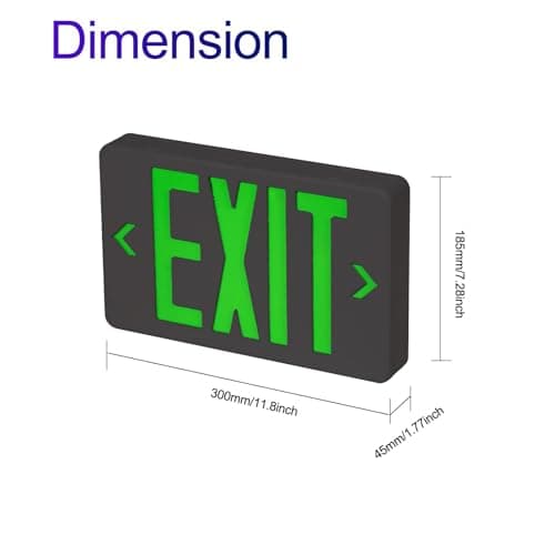 CM MZY Black Exit Sign, Green Double Face Emergency Sign,Emergency Exit Light with Battery Backup, UL Certified, US Standards, Emergency Light, AC 120V/277V, 1 Pack - Thumbnail 3