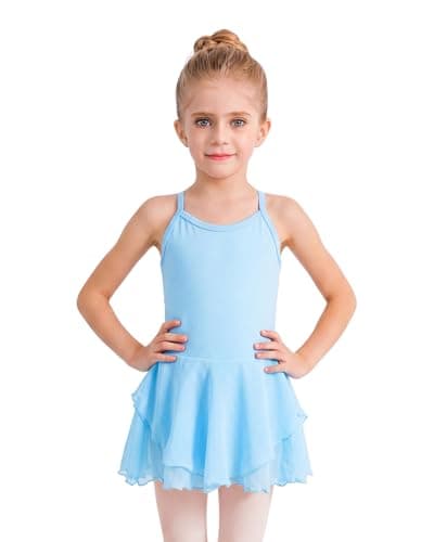 Stelle Toddler Ballet Leotards for Girls,Dance Leotard for Girls,Camisole Toddler Ballet Outfit for Studio Outdoor Daily Wear, Blue 5-6 Years - Image 1