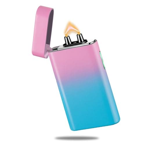 RSBYE Arc Lighter Rechargeable USB C Electric Lighter Electronic Plasma Lighters Metal Chargeable Lighters with LED Dazzling Power Display Design for Outdoor, Camping, BBQ (PinkBlue) - Image 1