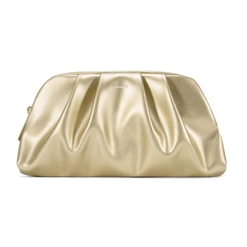 Kiss Sea Formal Elegant Evening Bag Luxurious Wristlet Vegan Leather Purses for Women Detachable Metal Chain Gold - Image 1