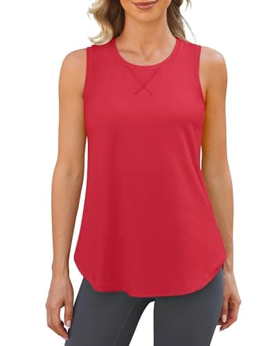G4Free Athletic Workout Tops for Women Loose Quick Dry Activewear Pilates Tank Top Gym Running Sleeveless Shirts (Red,XS) - Image 1