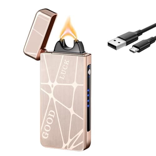 GADATOP Vintage Lighter Rechargeable Arc Flame Cool Design Electric Lighters with LED Battery Indicator and Packaging Box for Camping Hiking Travel Essentials (Charcoal)