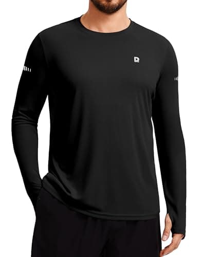 DAXIANG Men's UPF 50+ Sun Protection Long Sleeve Rash Guard UV Hiking Running Athletic Fishing Quick Dry Lightweight T-Shirt 2XL Black - Image 1