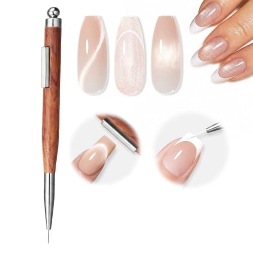 modelones French Tip Nail Brush, 3-in-1 Cat Eye Magnet Cylindrical & Ball Magnet French Tip Nail Tool, Multi-Effect Magnets for Cat Eye Gel Polish DIY at Home Salon