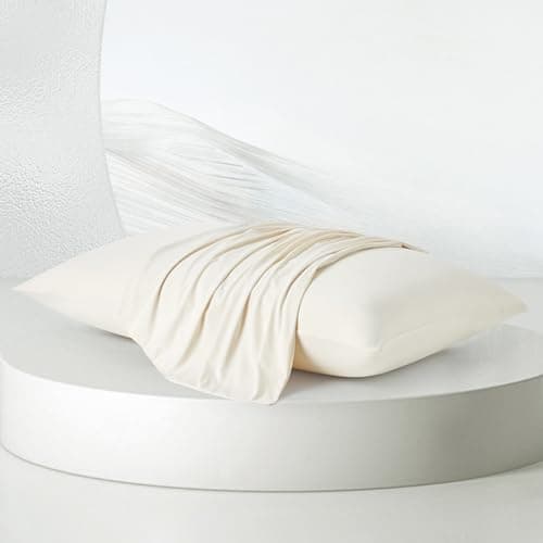 Dream Valley® Cooling Pillow Cases for Hot Sleepers, Softer Than Silk Pillowcase, King Size Set of 2, Breathable Mellow Sleep Pillow Covers for Deep Sleep, Ivory, 20''×36'' - Image 1