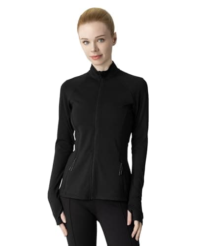 Leapstride Women's Slim-Fit Zip-Up Jacket - 2 Side & Back Zip Pockets, Thumbholes, Moisture-Wicking for Tennis/Running - Image 1