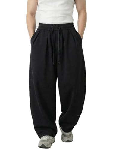 CAONAT Men's Baggy Hip Hop Streetwear Sweatpants, Loose Fit Loungewear Joggers with Adjustable Drawstring Cuffs - Image 1