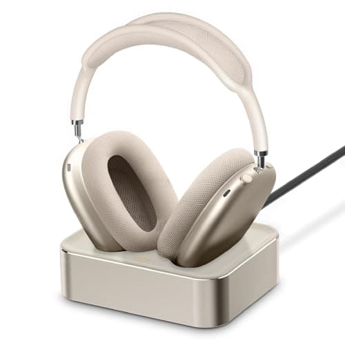 Headphone Charging Station for AirPods Max 2024 & 2020 - Magnetic Headset Charger Dock with Dual Connectors (Starlight) - Image 1