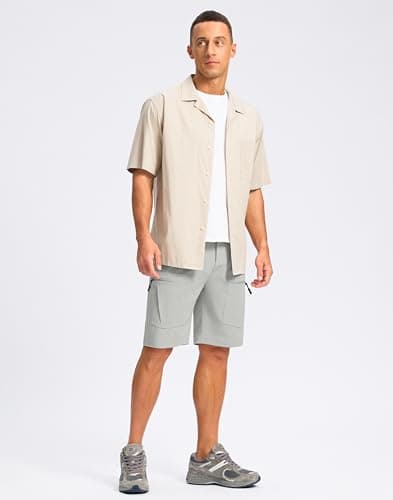 Pudolla Men's Hiking Cargo Shorts 9" Lightweight Stretch Travel Work Shorts for Men Outdoor Casual with 5 Pockets(Bright Grey X-Large) - Thumbnail 3