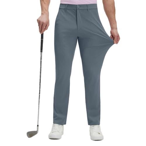 M MAELREG Mens Stretch Work Dress Pants 30"/32"/34" Lightweight Golf Pants Breathable Casual Slacks with 4 Pocket Gray Blue - Thumbnail 2