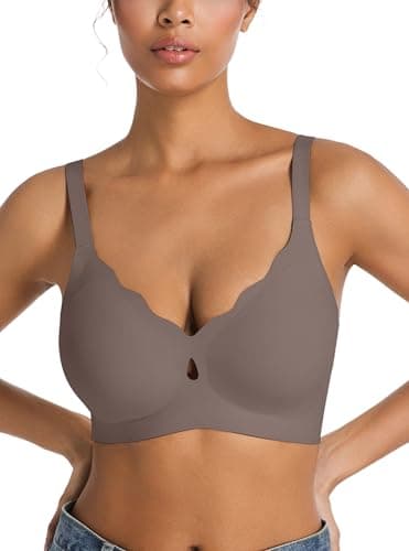 POSESHE Womens Comfortable Bras Sexy Wave Wireless Full Coverage Bralettes Seamless Tshirts Bras Push Up Bra Grey