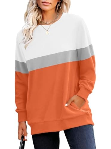 RUMIA Crewneck Fall Sweatshirts for Women Trendy- Women's Plain Long Sleeve Pullover Tops with Pockets Fashion - Image 1