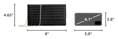 U+U Crossbody Bags for Women, Small Leather Bag with Removable Chain, Card Slots & Phone Pocket - Lightweight Purse Wallet (Black) - Thumbnail 3