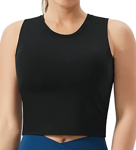 THE GYM PEOPLE Women's Medium Support Sports Bra Removable Padded Crop Tops Black - Image 1