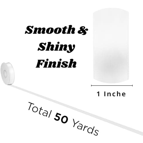 White Satin Ribbon 1 Inch x 50 Yards – Elegant Double Faced Ribbon for Wedding Favors, Gift Wrapping & Floral Crafts - Thumbnail 3