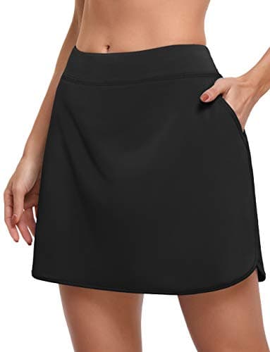CHICHO Athletic Skorts Skirts for Women,Lady High Waist UPF 50+ Skort Thin Golf Casual Skort with Pockets Breathable Tennis Skirt Work Wear Autumn Black XLarge - Image 1
