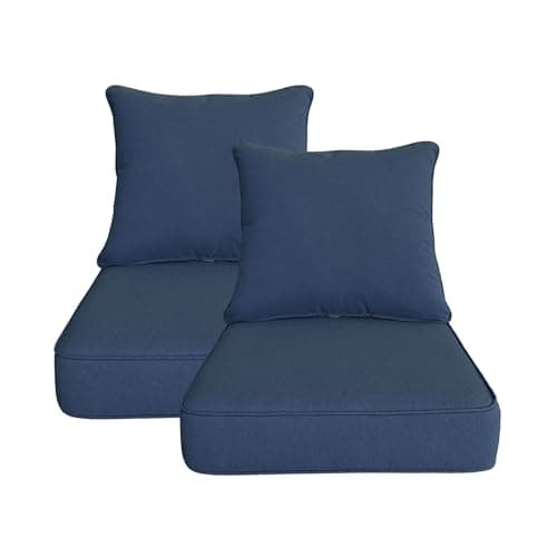 Garden lucky Outdoor 22"x24" Deep Seat Patio Cushion Set of 2, Outdoor Chair Cushions with Water-Resistant UV Resistant Weather Resistant Sectional Sofa Pad and Removable Covers,Navy