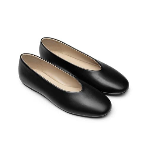 Athlefit Ballet Flat Shoes for Women Closed Round Toe Ballerina Black Flats Comfortable Slip On Casual Dress Shoes for Office Work Daily Size 9 - Image 1