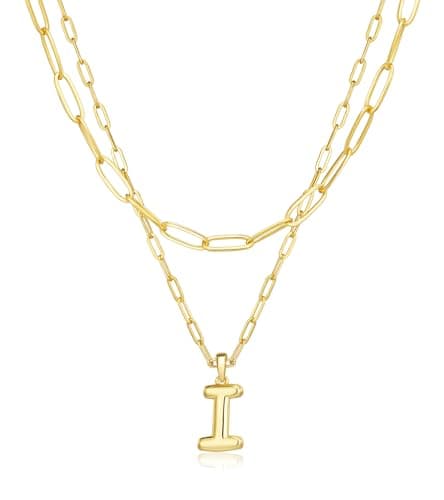 adoyi Gold Heart Initial Necklaces for Women Hers Dainty 14K Gold Plated Heart Layered Letter I Pendant Necklace Stack Jewelry Birthday Valentines Gifts for Women Mom and Wife - Image 1