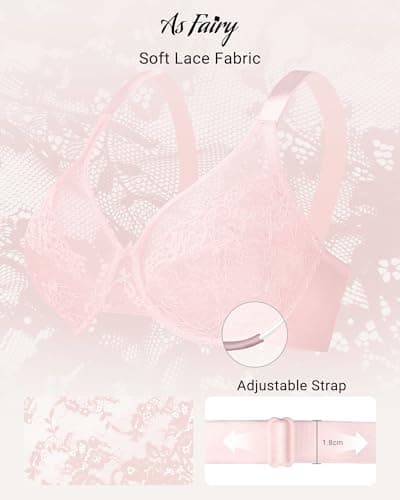 As Fairy Plus Size Minimizer Bras for Women Underwire Full Coverage Unlined Floral Lace Bra for Heavy Breast(Dusty Peach 36DDD) - Thumbnail 6
