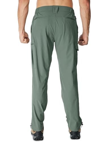 MOURCE Waterproof Hiking Pants Men 8 Pockets - Lightweight Quick Dry Travel Pants for Men Golf Trekking, Sage Green - Thumbnail 2