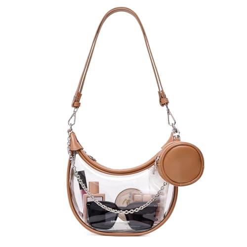 LONG VACATION Clear Bag for Stadium Events, Clear Purses for Women Crossbody, PVC Concert Bag with Coin Purse (Dark Khaki) - Image 1