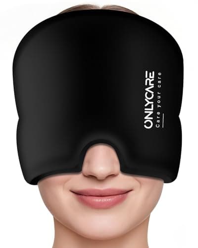 ONLYCARE Migraine Relief Cap, Soothing Migraine Mask, Upgraded Odorless Gel Ice Head Wrap, Hot and Cold Therapy, Headache Ice Pack for Tension, Stress, Hangover (Black) - Image 1