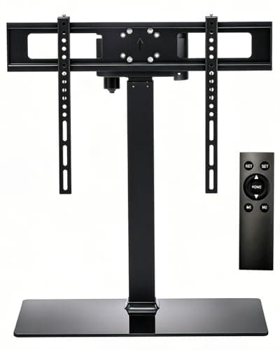 Universal Motorized TV Mount with Remote - Motorized TV Stand with Tempered Glass Base, TV Lift for Desktop and Floor - Image 1
