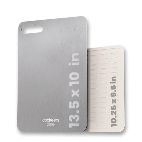 Cookeers Titanium Cutting Board for Kitchen - 2026 New Upgraded 13.5"L x 10"W Pure Titanium Double-sided Cutting Boards, Hygiene Durable Dishwasher Safe Chopping Board for Meat, Fruit, Vegetables - Thumbnail 2