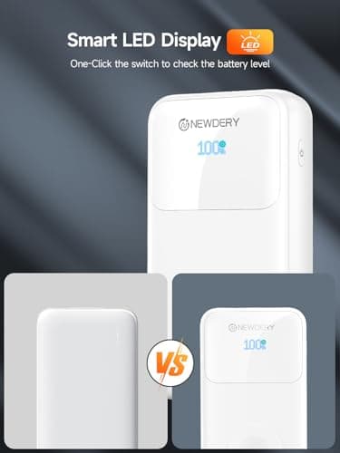 NEWDERY 5-in-1 Portable Charger 20000mAh Power Bank for Apple Watch/iPhone, PD 20W Fast Charging with LED Display, Built-in 2 Cables, Travel Battery Pack Compatible with iWatch, iPad, Samsung - Thumbnail 6