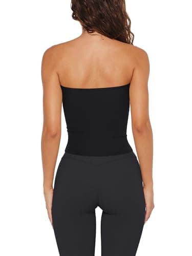LASLULU Womens Strapless Black Tube Tops Basic Backless Sleeveless Longline Bandeau Going Out Crop Tops Cute Casual 2026 Summer Outfits(Black X-Small) - Thumbnail 4