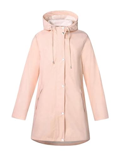 Mixxmix Rain Jacket Womens Waterproof with Hood Travel Rain Coat Lightweight Windbreaker Outdoor Rain Trench Coat Pink L - Thumbnail 5
