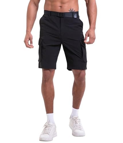 NATUVENIX Hiking Shorts Men Quick Dry Mens Cargo Fishing Shorts for Men Lightweight Golf Shorts Stretch Summer Work Black - Thumbnail 2