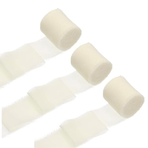Chiffon Sibbon - 1.5 Inch x 16 Yards,3 Rolls Ivory Ribbon for Wedding Decor, Bridal Bouquets, Invitations, Ribbon for Gift Wrapping & Party Decorations (White, 5)