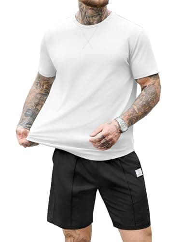 JEMLDL Men's 2 Piece Casual Loungewear Set Short Sleeve Shirt & Shorts Summer Outfits Soft Track Suit for Home Vacation Beach White 3XL - Image 1