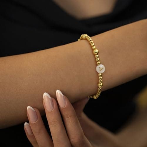 Sistble Mothers Day Gifts for Women, Beaded Bracelets Women Teen Gifts Trendy Stuff Enewton Bracelets Bracelet C Initial Bracelet Stretch Jewelry Birthday Gift - Thumbnail 3